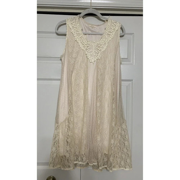 Easel Ivory / Cream Lace & Crochet Cottage Core Fairy Core Whimsical Dress L - Picture 2 of 11
